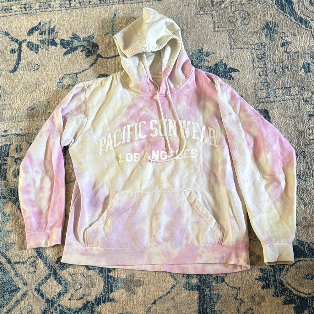 PacSun Pink and Cream Tie-Dye Hoodie